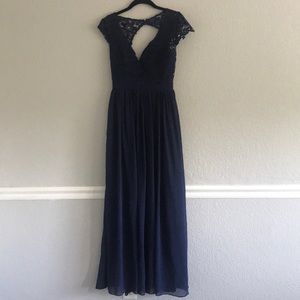 Navy Lace Open Back Maxi Dress
